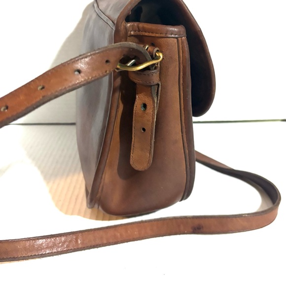 Coach vintage distressed Classic Brown Leather crossbody Bag women - Picture 5 of 9